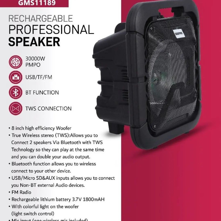 اسپیکر قابل شارژ جی پاس مدل GMS1۱189